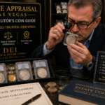 Las Vegas estate executor appraising inherited coin collection and jewelry with a certified numismatist