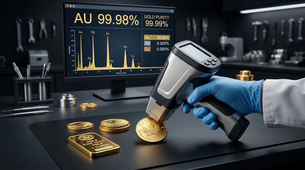 Gold purity testing with an XRF analyzer