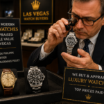 "Vintage and modern luxury watches side by side being appraised for resale value in Las Vegas"