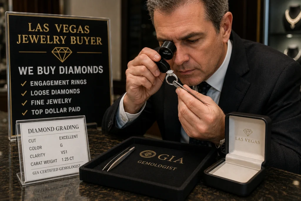Sell engagement ring in Las Vegas with diamond appraisal and valuation