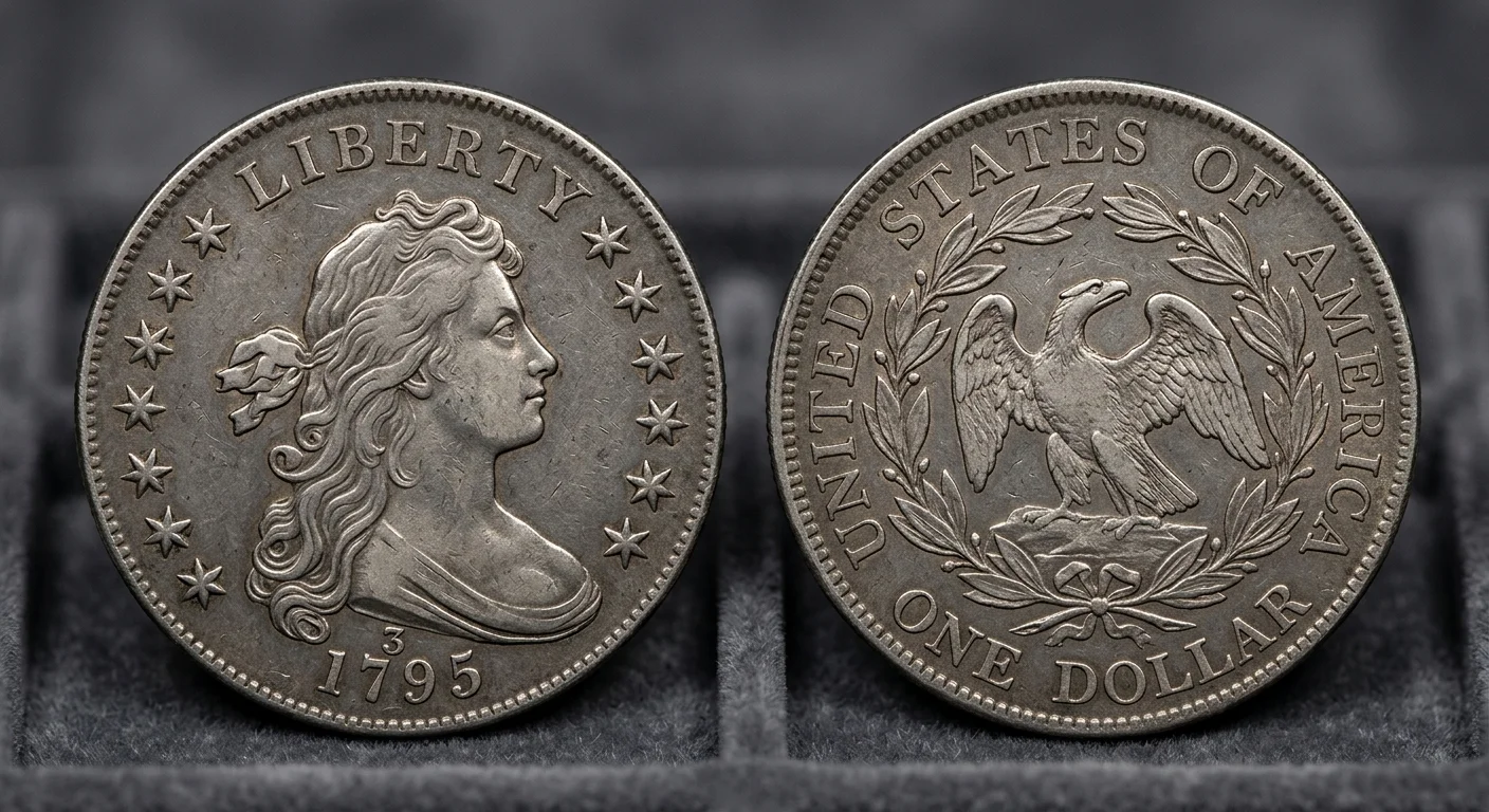 1795 Flowing Hair silver dollar obverse and reverse