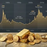 50-year gold price history chart showing major gold price trends and peaks