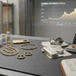 Gold jewelry being weighed and evaluated for its market value