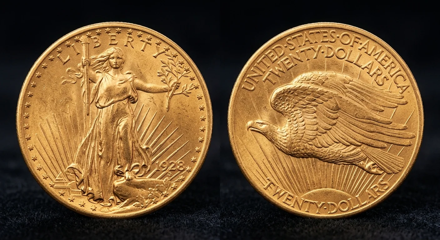 Saint-Gaudens double eagle gold coin obverse and reverse