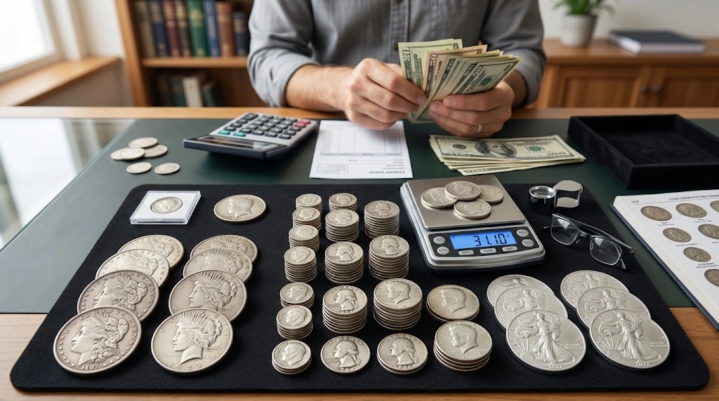 Rare U.S. silver coins being evaluated for cash sale
