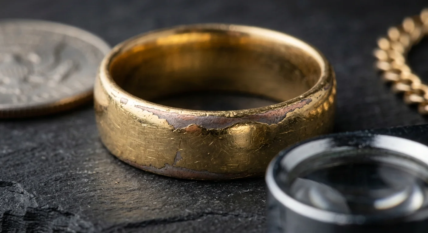 Gold-plated ring with worn edges revealing a different base metal